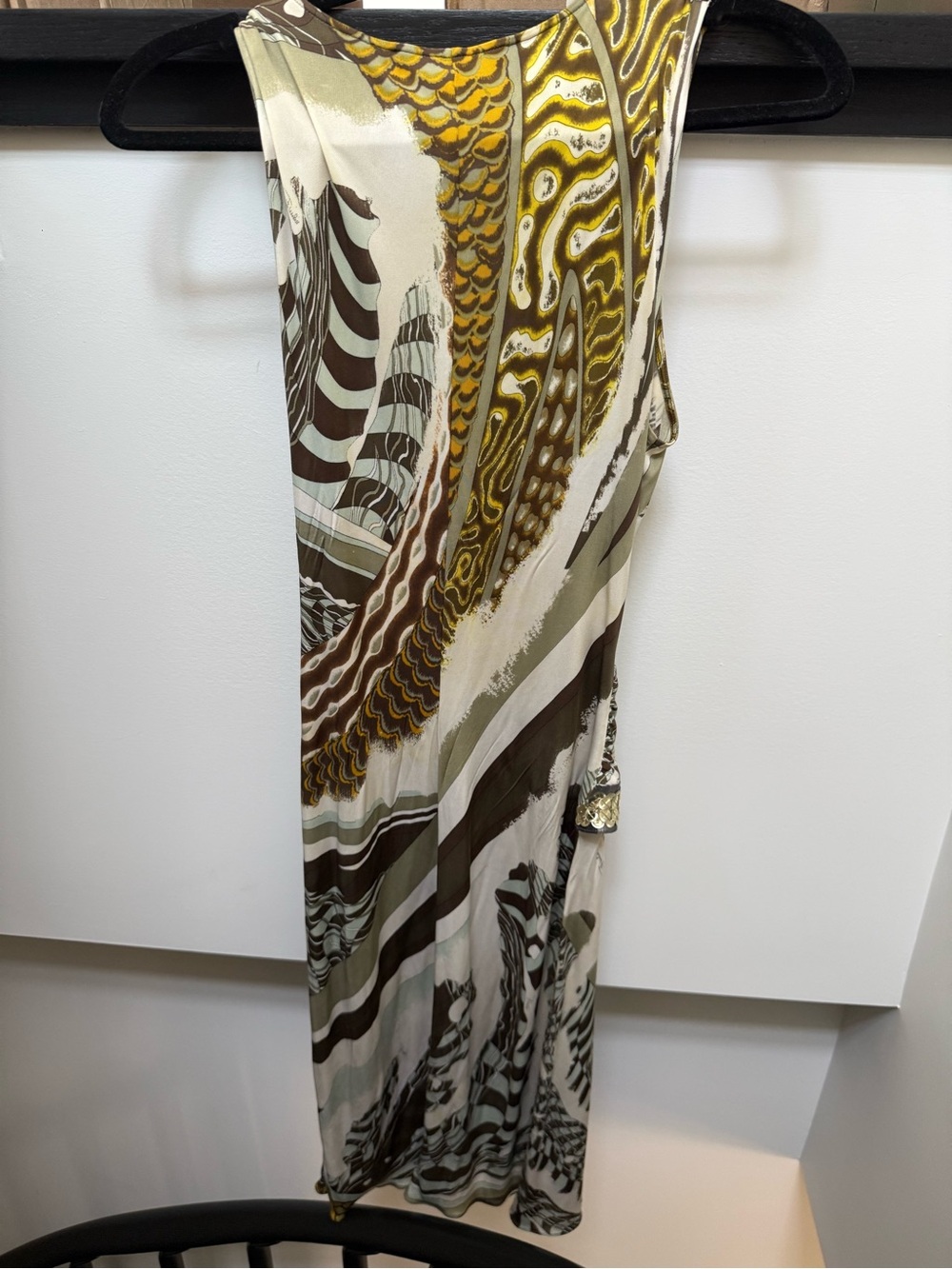 Emilio Pucci Brown & Olive Twist Beaded Wrap Midi Dress size S (can fit XS-M) - Picture 3 of 3